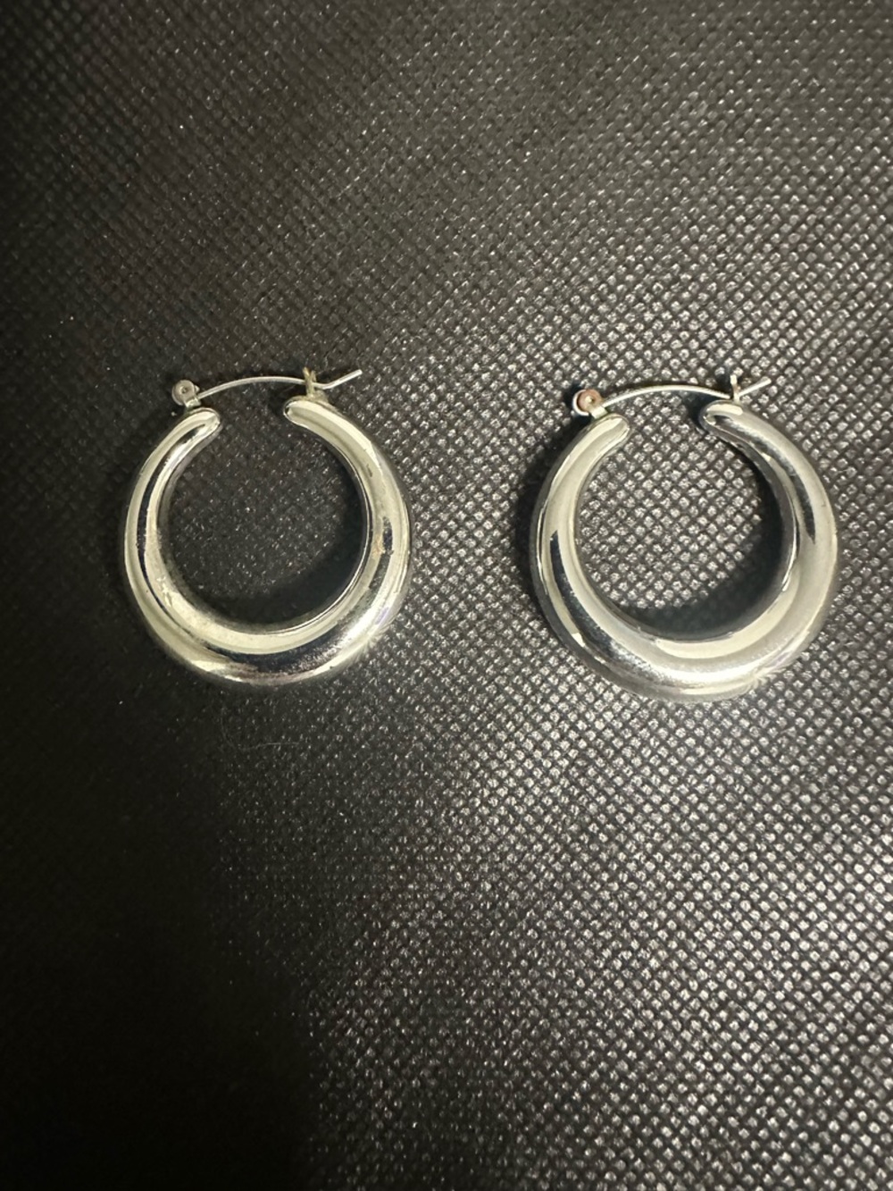 Classic Silver Hoop Earrings - Polished Crescent Design